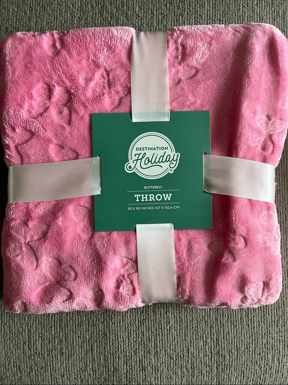 Plush Pink Butterfly Embossed Throw Blanket